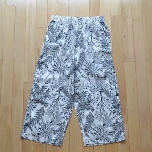 Tahari Linen Wide Leg Pants Size Large Print